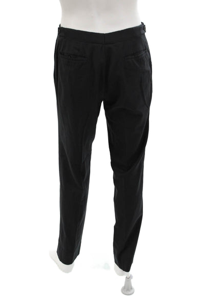 John Varvatos Mens Wool Collared Long Sleeve Button Up Pant Suit Black Size 50R