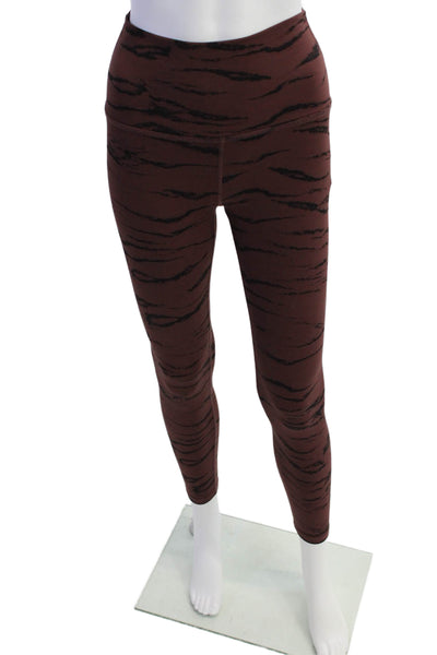 Beyond Yoga Womens High Waisted Striped Athletic Leggings Brown Size XS