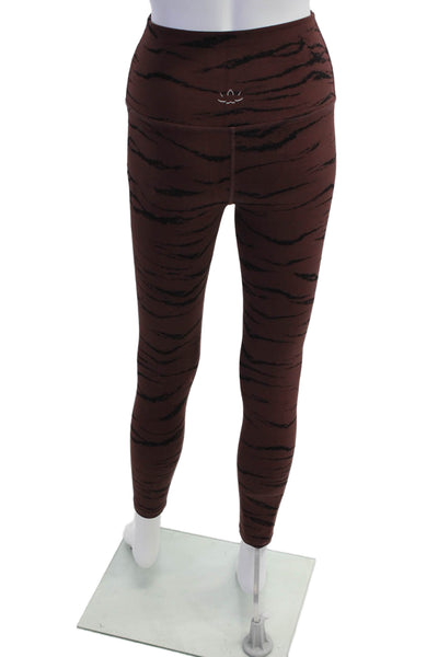 Beyond Yoga Womens High Waisted Striped Athletic Leggings Brown Size XS