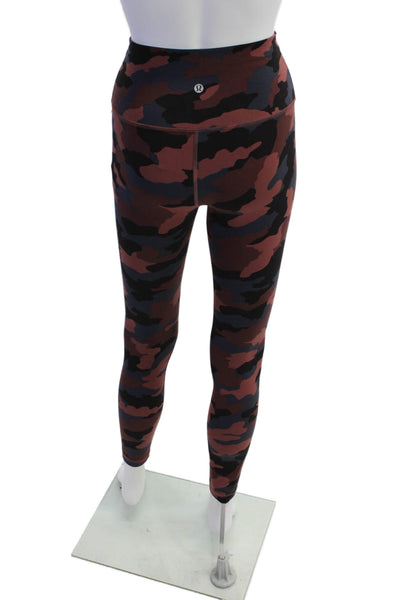 Lululemon Womens Camouflage Print High Waisted Athletic Leggings Red Size 4