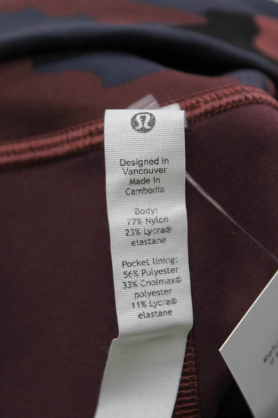 Lululemon Womens Camouflage Print High Waisted Athletic Leggings Red Size 4