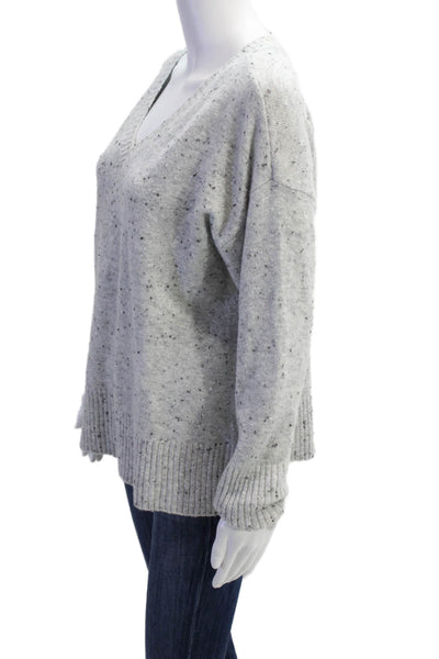 DKNY Jeans Womens Cotton V-Neck Long Sleeve Knit Flecked Sweater Gray Size S