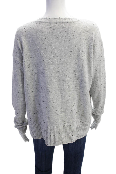 DKNY Jeans Womens Cotton V-Neck Long Sleeve Knit Flecked Sweater Gray Size S