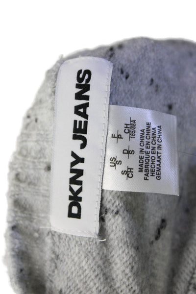 DKNY Jeans Womens Cotton V-Neck Long Sleeve Knit Flecked Sweater Gray Size S
