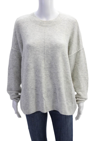 Vince Camuto Womens Crew Neck Knit Seam Detail Sweater Light Gray Size M
