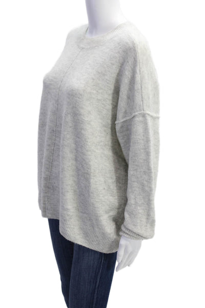 Vince Camuto Womens Crew Neck Knit Seam Detail Sweater Light Gray Size M