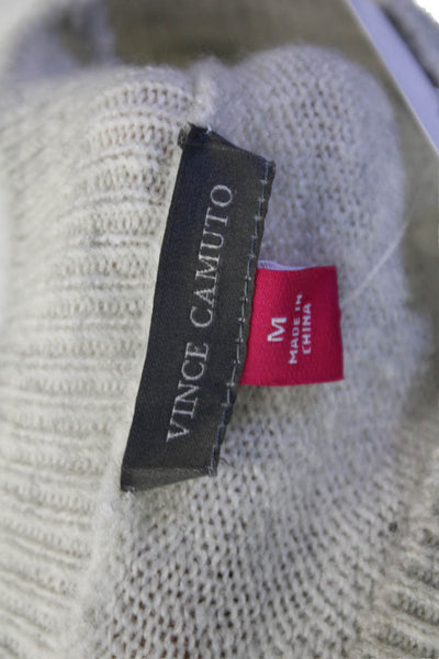 Vince Camuto Womens Crew Neck Knit Seam Detail Sweater Light Gray Size M