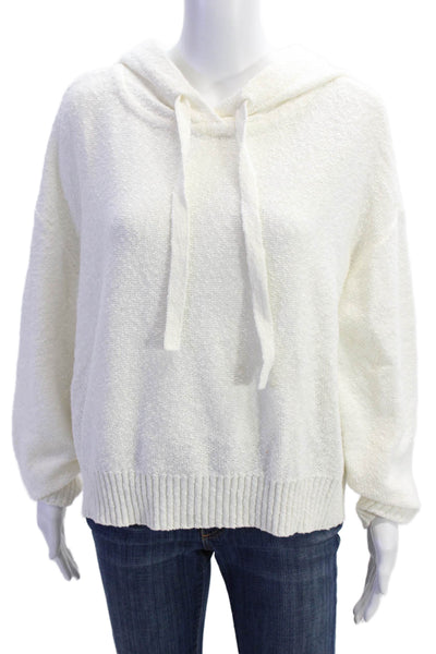 CeCe Womens Cotton Knit Oversized Long Sleeve Hooded Sweater White Size L
