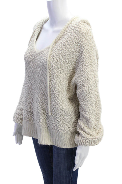 Young Fabulous & Broke Womens Cotton Textured Knit Hooded Sweater Beige Size M