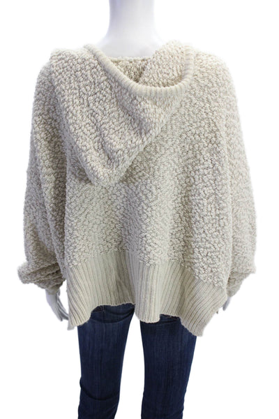 Young Fabulous & Broke Womens Cotton Textured Knit Hooded Sweater Beige Size M