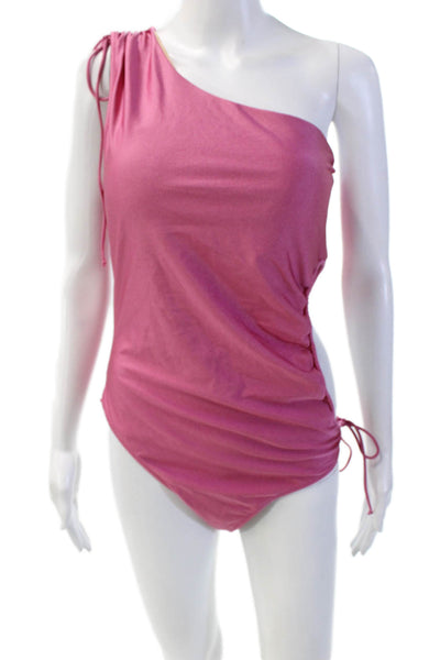 J Crew Womens One Shoulder Ruched Cut Out One Piece Bikini Pink Size 12