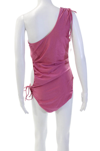 J Crew Womens One Shoulder Ruched Cut Out One Piece Bikini Pink Size 12