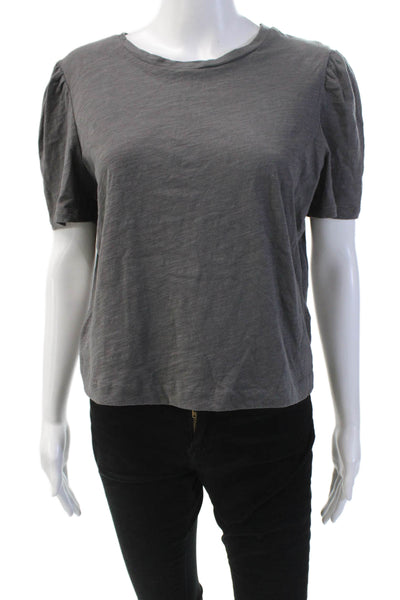 The Westside Womens Cotton Round Neck Short Sleeve T-Shirt Gray Size M