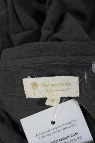 The Westside Womens Cotton Round Neck Short Sleeve T-Shirt Gray Size M