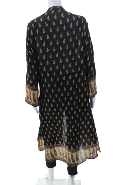 Zara Basic Collection Womens Geometric 3/4 Sleeve Open Blouse Black Size M