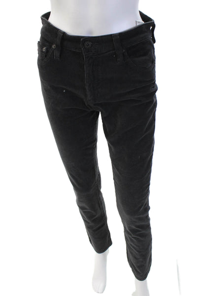 AG Adriano Goldschmied Womens Cotton High-Rise Straight Pants Black Size 27