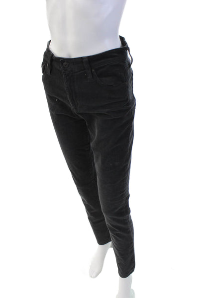 AG Adriano Goldschmied Womens Cotton High-Rise Straight Pants Black Size 27