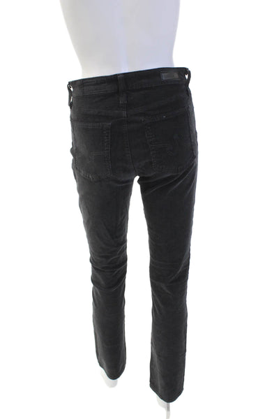 AG Adriano Goldschmied Womens Cotton High-Rise Straight Pants Black Size 27