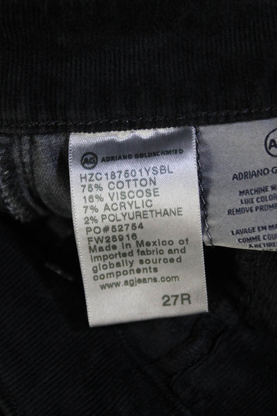 AG Adriano Goldschmied Womens Cotton High-Rise Straight Pants Black Size 27