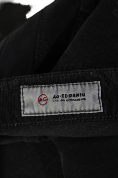 AG Adriano Goldschmied Womens Cotton High-Rise Straight Pants Black Size 27
