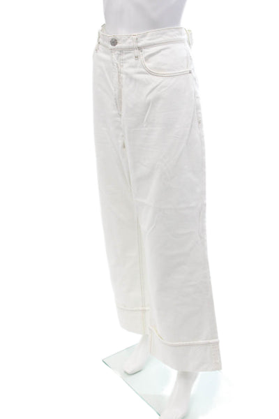 Frame Women's Button Closure Five Pocket Cuff Hem Jean Pants White Size 31