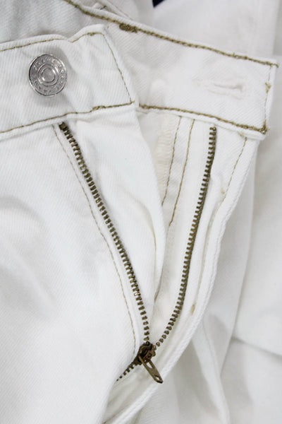 Frame Women's Button Closure Five Pocket Cuff Hem Jean Pants White Size 31