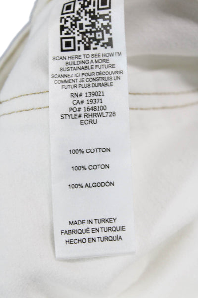 Frame Women's Button Closure Five Pocket Cuff Hem Jean Pants White Size 31