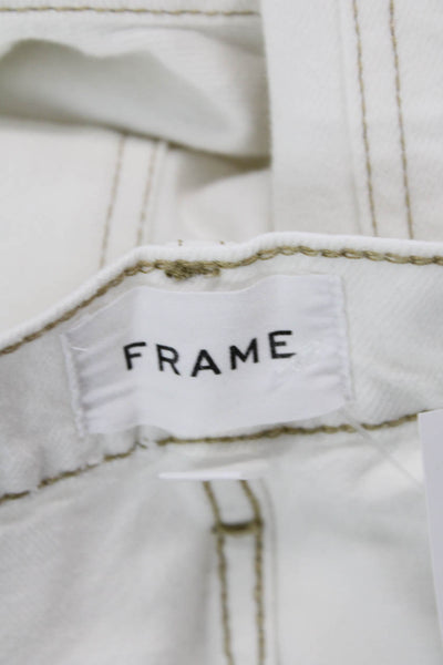 Frame Women's Button Closure Five Pocket Cuff Hem Jean Pants White Size 31