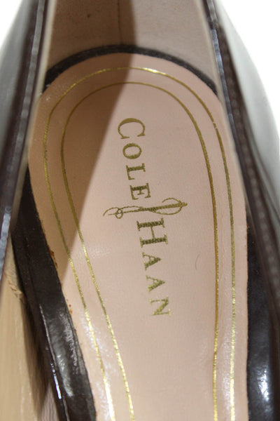 Cole Haan Women's Patent Leather Cone Heels Slip-On Pumps Brown Size 7