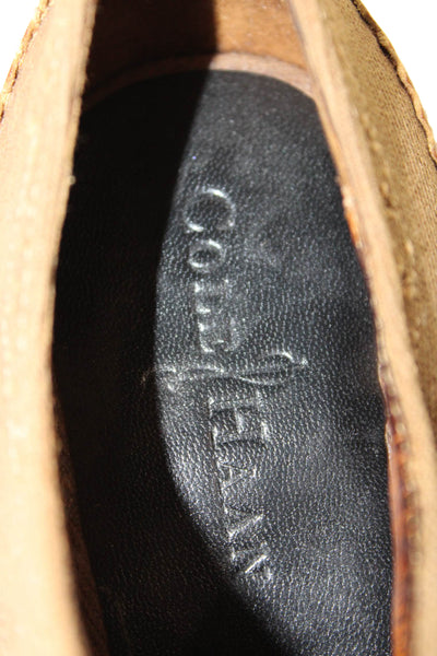 Cole Haan Womens Lace Up Round Toe Leather Cone Heels Workwear Shoes Beige Size