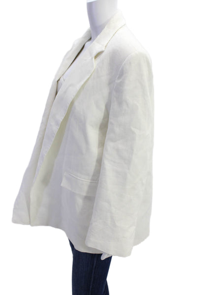 ITMFL Womens Linen Sequined Lapel Open Front Blazer Jacket White Size Small