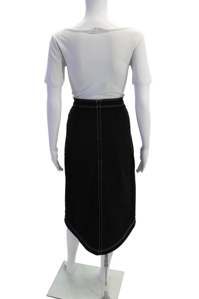 Maeve Anthropologie Womens Linen Front Skirt Maxi Skirt Black White Size 4