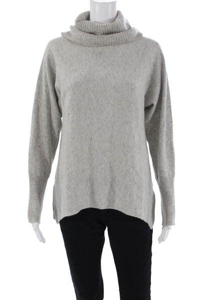 Lusso Women's Turtleneck Long Sleeves Cashmere Pullover Sweater Gray Size M