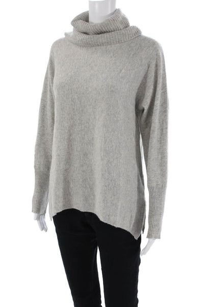 Lusso Women's Turtleneck Long Sleeves Cashmere Pullover Sweater Gray Size M