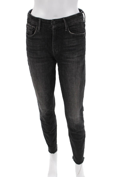 Mother Women's Midrise Button Five Pocket Straight Leg Jean Pants Black Size 25