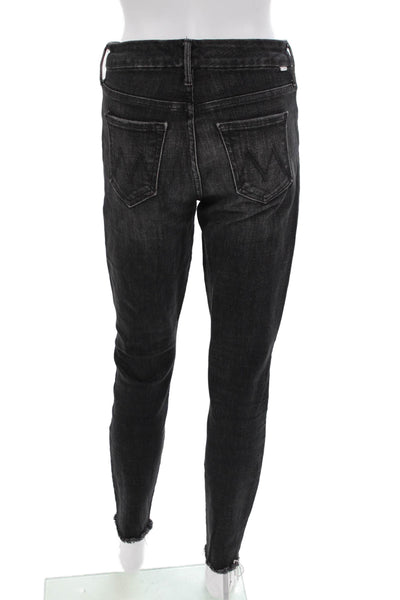 Mother Women's Midrise Button Five Pocket Straight Leg Jean Pants Black Size 25
