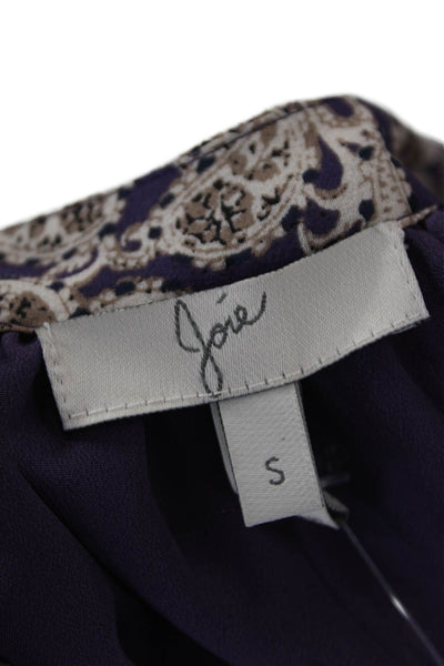 Joie Womens 3/4 Sleeve V Neck Abstract Silk Mini Dress Purple White Size Small