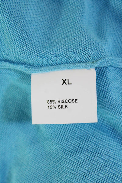 Leggiadro Womens Knit 3/4 Sleeve Buttoned Detail Blouse Light Blue Size XL