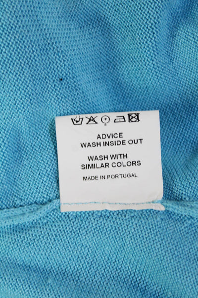 Leggiadro Womens Knit 3/4 Sleeve Buttoned Detail Blouse Light Blue Size XL