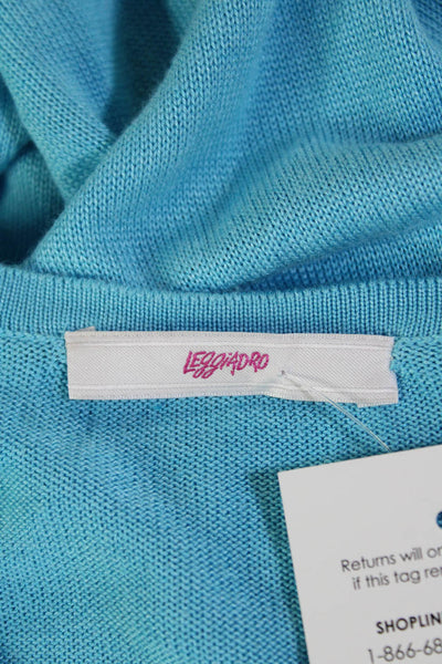 Leggiadro Womens Knit 3/4 Sleeve Buttoned Detail Blouse Light Blue Size XL
