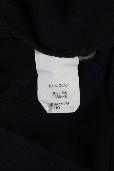 J Crew Womens Cotton V-Neck Buttoned Long Sleeved Top Dark Blue Size XS
