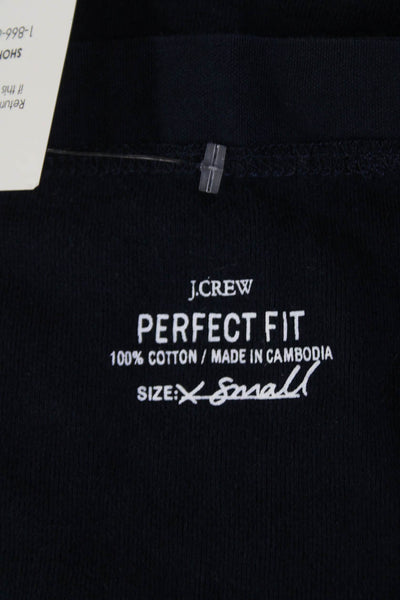 J Crew Womens Cotton V-Neck Buttoned Long Sleeved Top Dark Blue Size XS