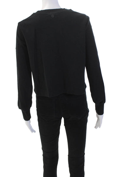Hunter Womens Cotton Crew Neck Long Sleeve Cropped Sweatshirt Black Size S