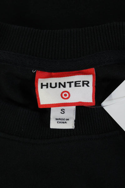 Hunter Womens Cotton Crew Neck Long Sleeve Cropped Sweatshirt Black Size S