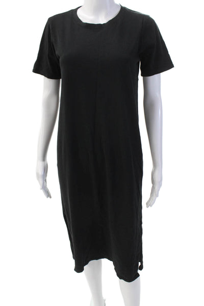 J Crew Womens Cotton Crew Neck Short Sleeve Side Slit Maxi Dress Black Size XS