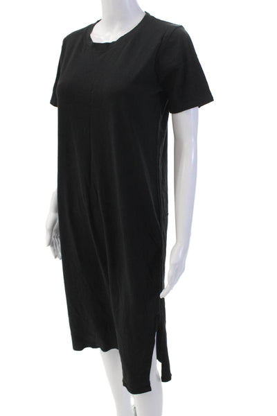 J Crew Womens Cotton Crew Neck Short Sleeve Side Slit Maxi Dress Black Size XS