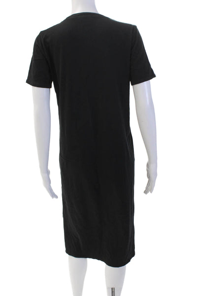J Crew Womens Cotton Crew Neck Short Sleeve Side Slit Maxi Dress Black Size XS