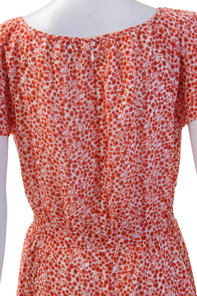 J Crew Womens Floral Print Ruffled Cap Sleeve Tiered Dress Orange Size 0