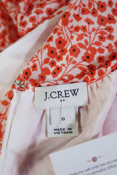 J Crew Womens Floral Print Ruffled Cap Sleeve Tiered Dress Orange Size 0