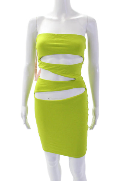 Oh Polly Womens Sleeveless Cutout Detail Bodycon Mini Dress Neon Green Size 6